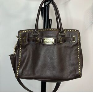 MICHAEL Michael Kors Brown Leather Handbag with Gold Accents